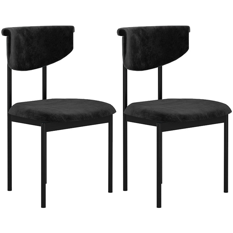 Chaise d'appoint de salle à manger noire de cuisine contemporaine, chaise d'appoint de salle à manger à dossier ouvrant en métal