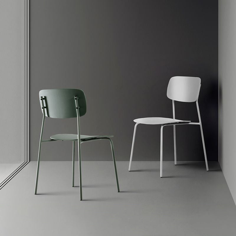 Industrial Dining Armless Chairs Plastic Open Back Side Chair with Metal Legs