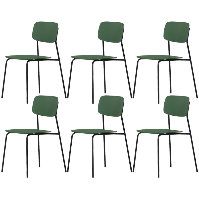 Industrial Dining Armless Chairs Plastic Open Back Side Chair with Metal Legs