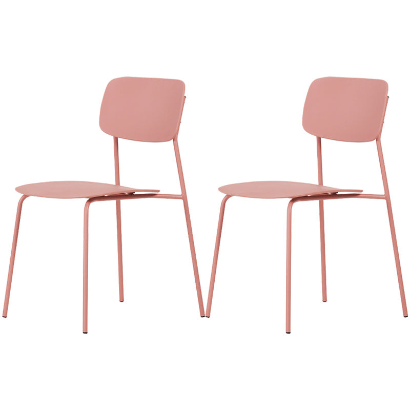 Industrial Dining Armless Chairs Plastic Open Back Side Chair with Metal Legs