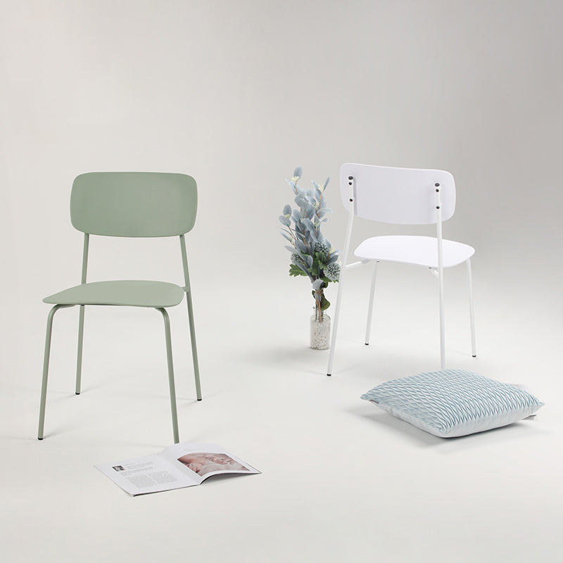 Industrial Dining Armless Chairs Plastic Open Back Side Chair with Metal Legs