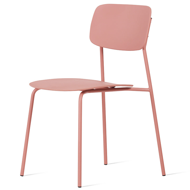 Industrial Dining Armless Chairs Plastic Open Back Side Chair with Metal Legs