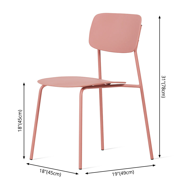 Chaises de salle à manger industrielles sans bras, chaise latérale à dossier ouvert en plastique avec pieds en métal