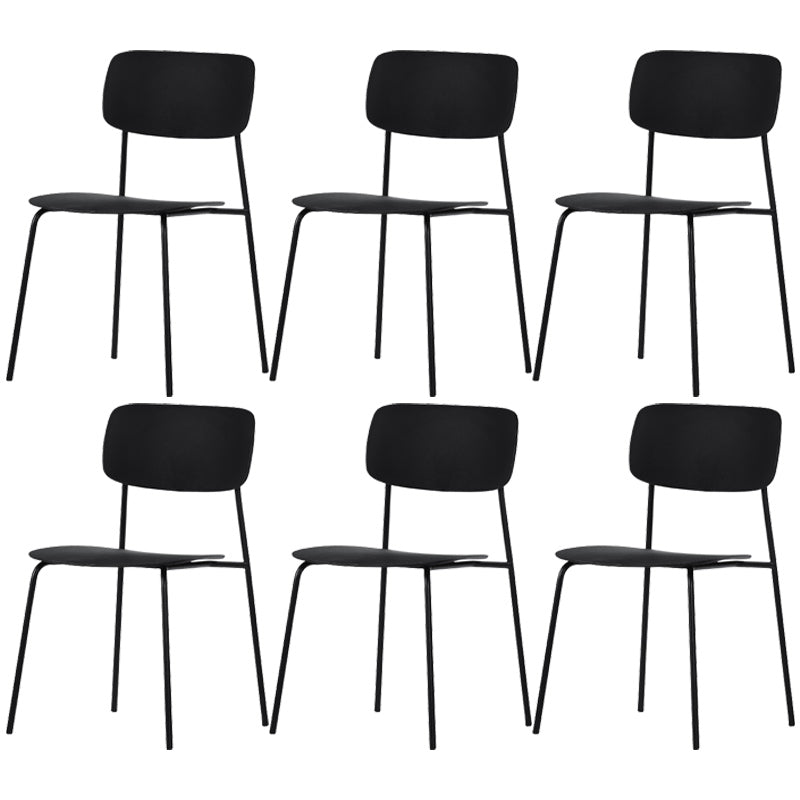 Industrial Dining Armless Chairs Plastic Open Back Side Chair with Metal Legs