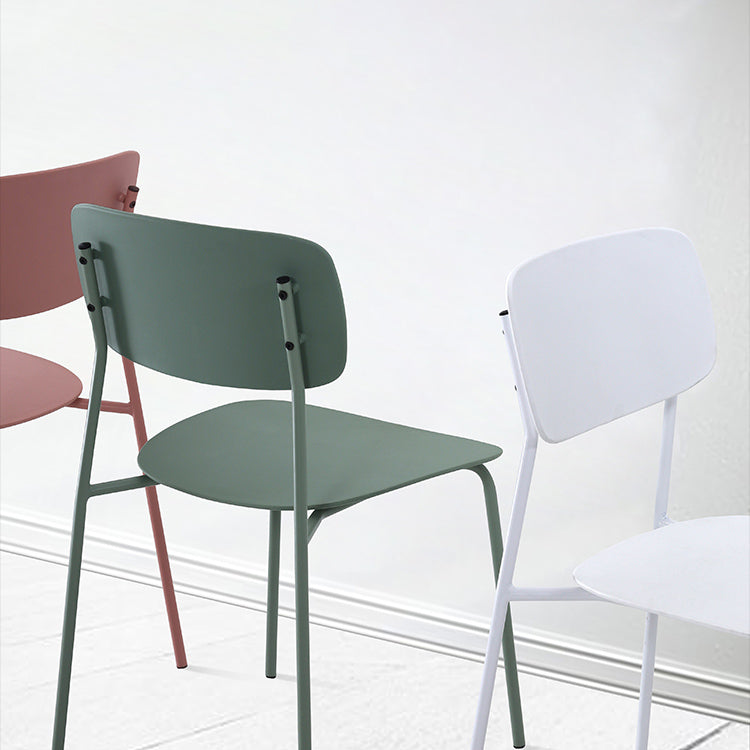 Industrial Dining Armless Chairs Plastic Open Back Side Chair with Metal Legs