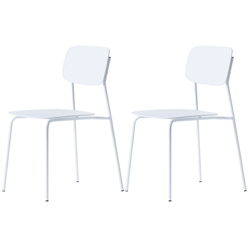 Chaises de salle à manger industrielles sans bras, chaise latérale à dossier ouvert en plastique avec pieds en métal
