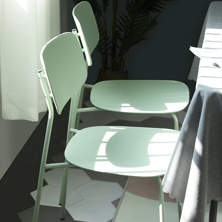 Industrial Dining Armless Chairs Plastic Open Back Side Chair with Metal Legs