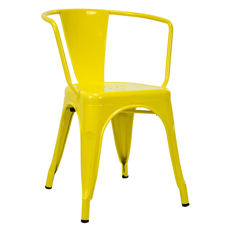Industrial Dining Arm Chair Slat Back Side Chair with 4 Metal Legs for Home Use