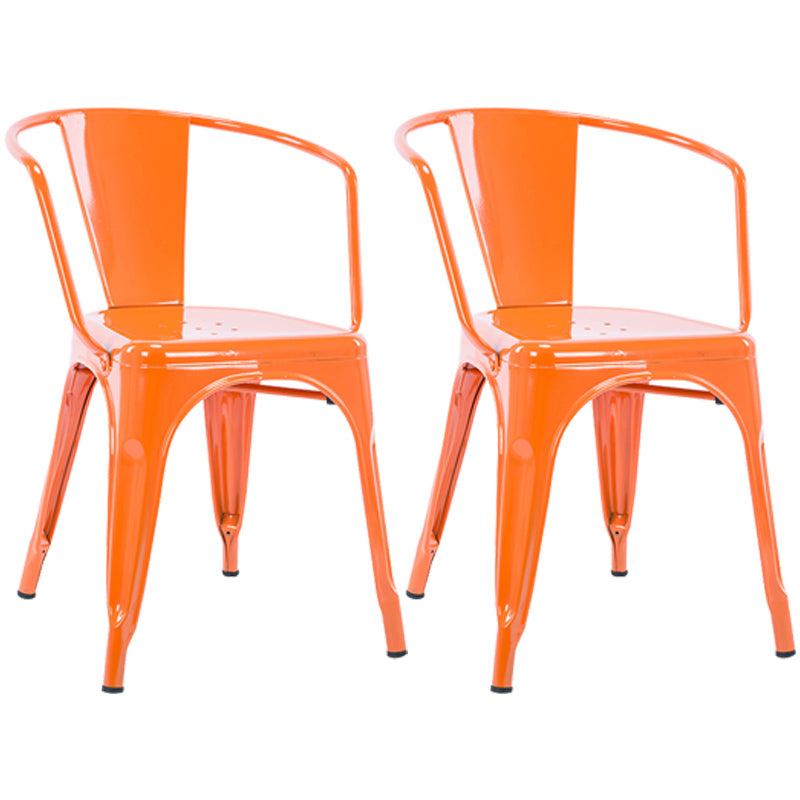 Industrial Dining Arm Chair Slat Back Side Chair with 4 Metal Legs for Home Use