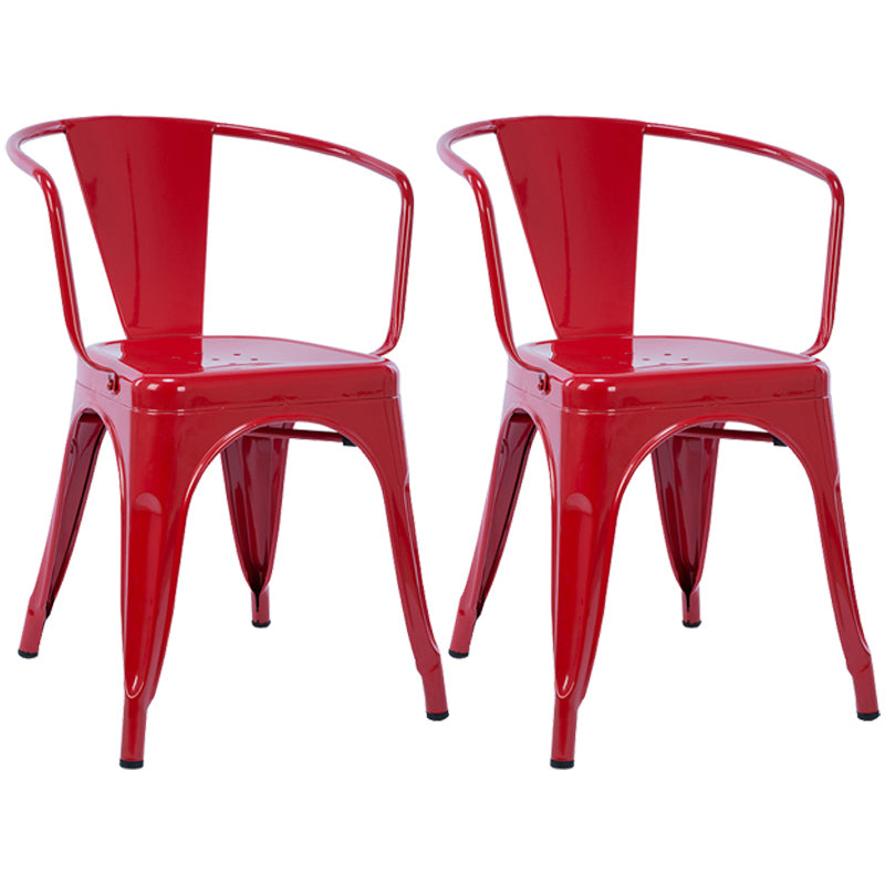 Industrial Dining Arm Chair Slat Back Side Chair with 4 Metal Legs for Home Use
