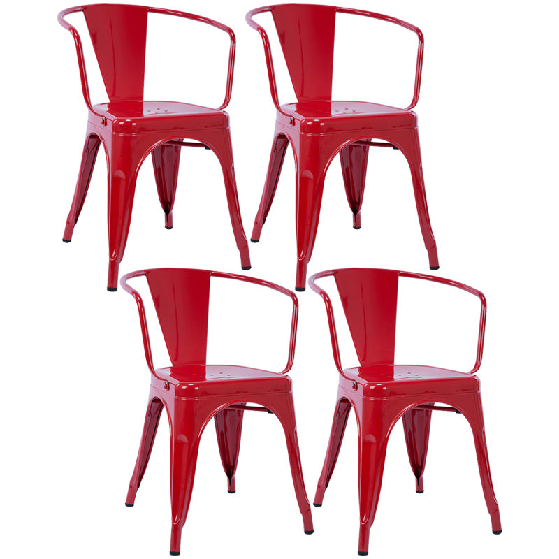 Industrial Dining Arm Chair Slat Back Side Chair with 4 Metal Legs for Home Use