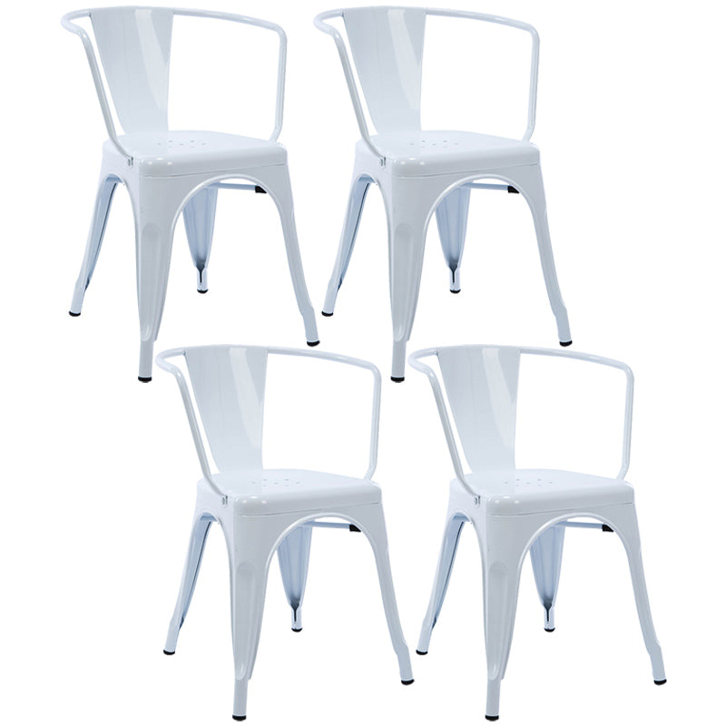 Industrial Dining Arm Chair Slat Back Side Chair with 4 Metal Legs for Home Use