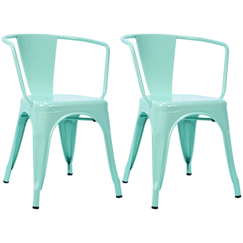 Industrial Dining Arm Chair Slat Back Side Chair with 4 Metal Legs for Home Use