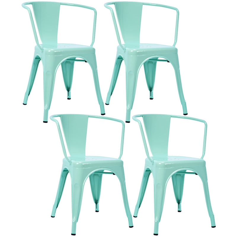 Industrial Dining Arm Chair Slat Back Side Chair with 4 Metal Legs for Home Use
