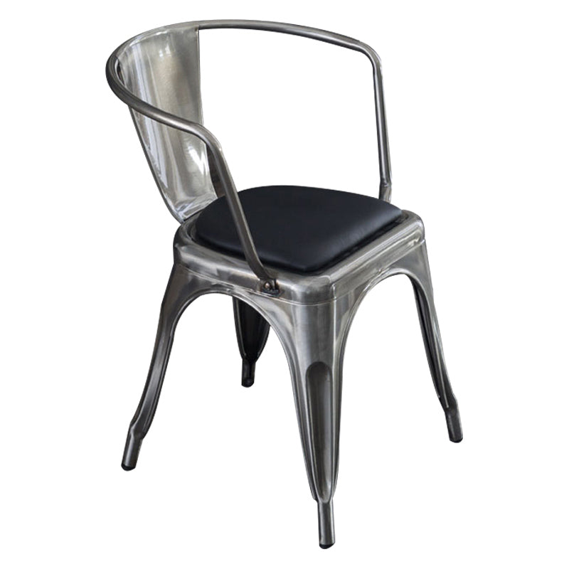 Industrial Dining Arm Chair Slat Back Side Chair with 4 Metal Legs for Home Use