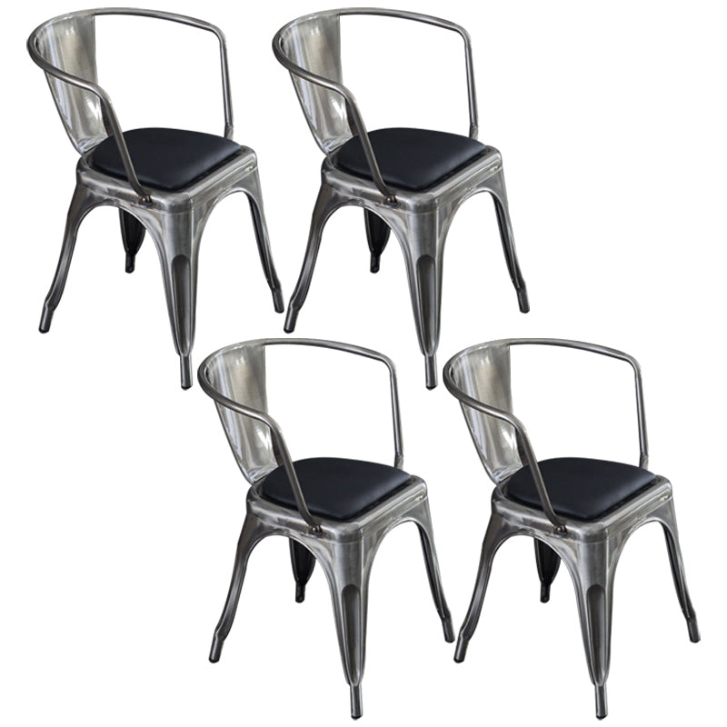 Industrial Dining Arm Chair Slat Back Side Chair with 4 Metal Legs for Home Use