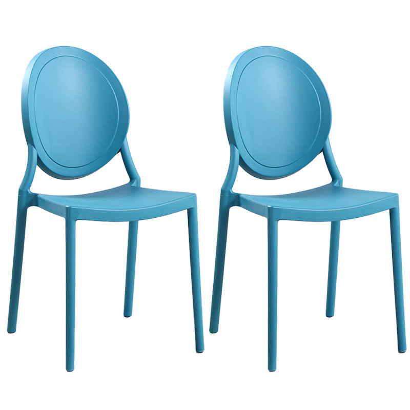 Contemporary Armless Plastic Dining Chairs Open Back Dining Side Chair for Home Use