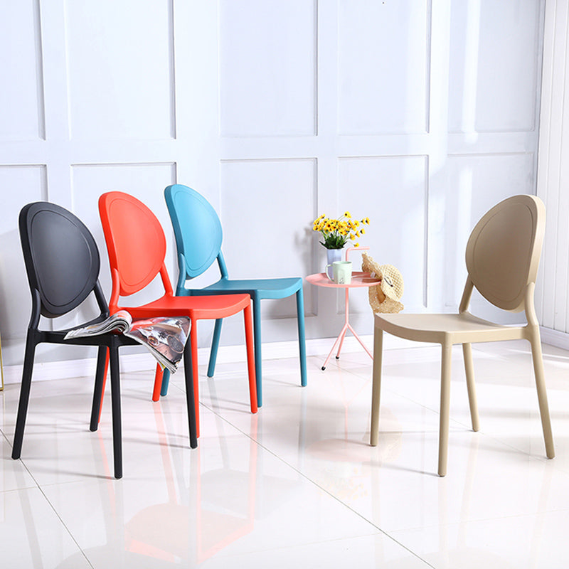Contemporary Armless Plastic Dining Chairs Open Back Dining Side Chair for Home Use