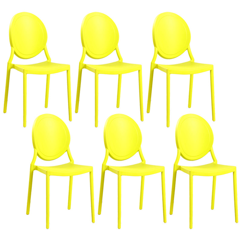 Contemporary Armless Plastic Dining Chairs Open Back Dining Side Chair for Home Use