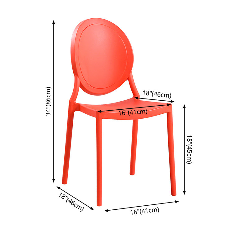 Contemporary Armless Plastic Dining Chairs Open Back Dining Side Chair for Home Use
