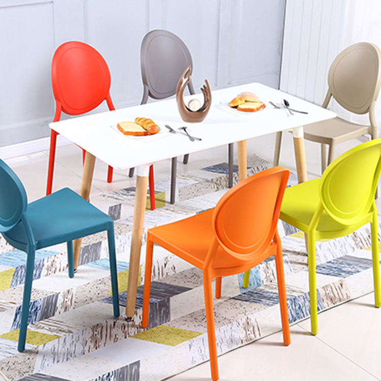 Contemporary Armless Plastic Dining Chairs Open Back Dining Side Chair for Home Use