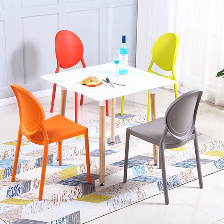 Contemporary Armless Plastic Dining Chairs Open Back Dining Side Chair for Home Use