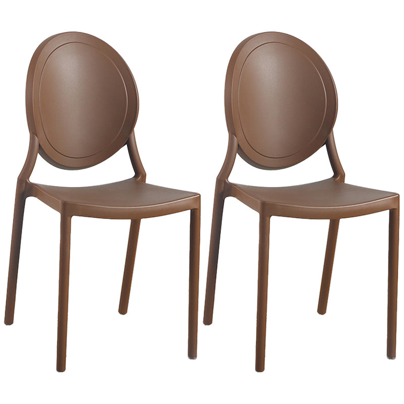 Contemporary Armless Plastic Dining Chairs Open Back Dining Side Chair for Home Use