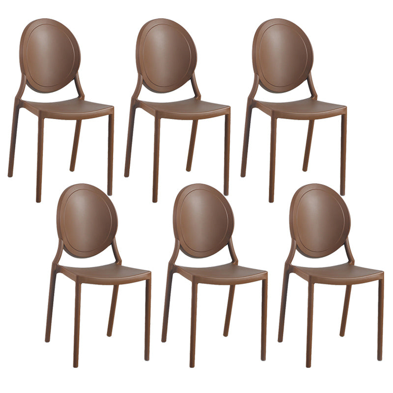 Contemporary Armless Plastic Dining Chairs Open Back Dining Side Chair for Home Use