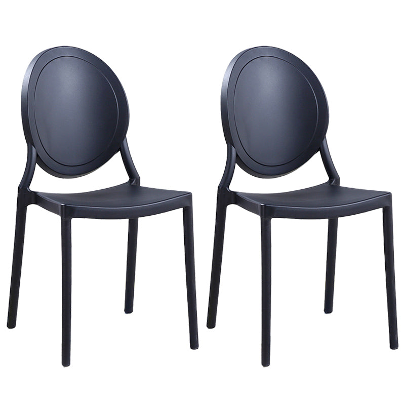 Contemporary Armless Plastic Dining Chairs Open Back Dining Side Chair for Home Use