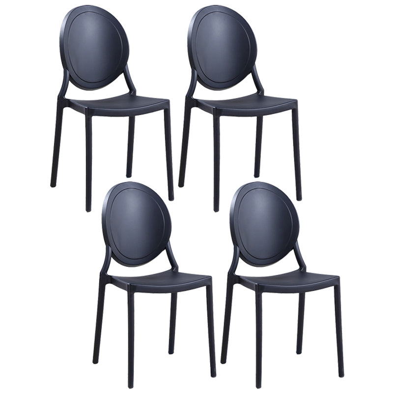 Contemporary Armless Plastic Dining Chairs Open Back Dining Side Chair for Home Use