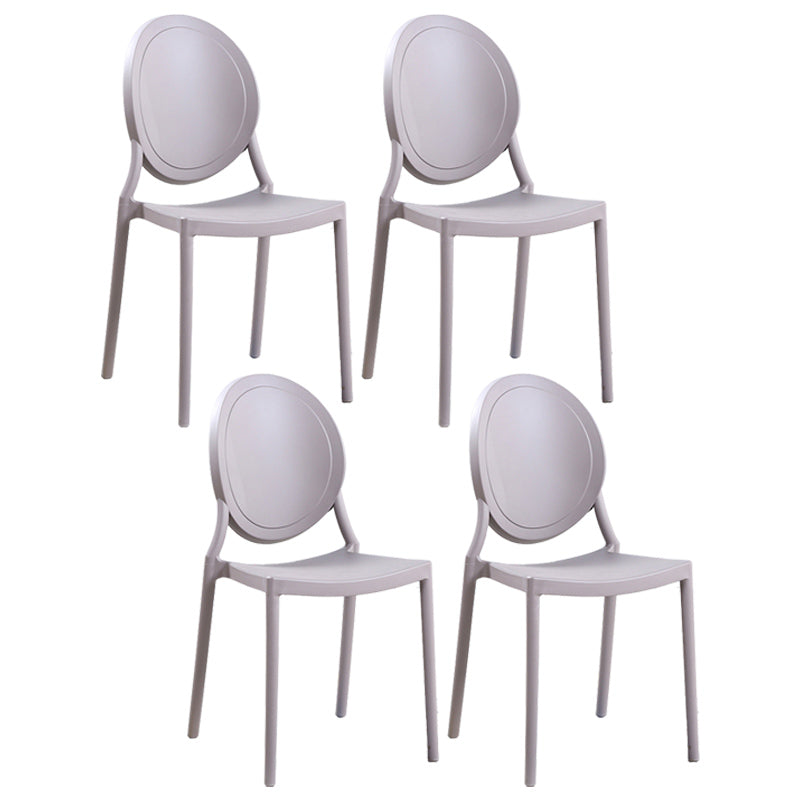 Contemporary Armless Plastic Dining Chairs Open Back Dining Side Chair for Home Use