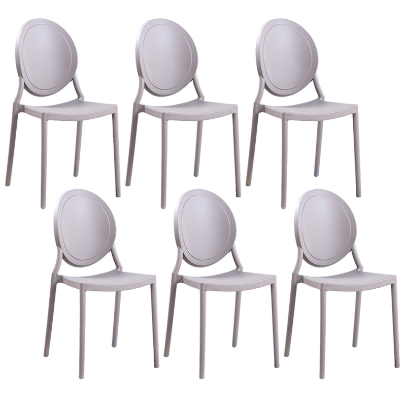 Contemporary Armless Plastic Dining Chairs Open Back Dining Side Chair for Home Use