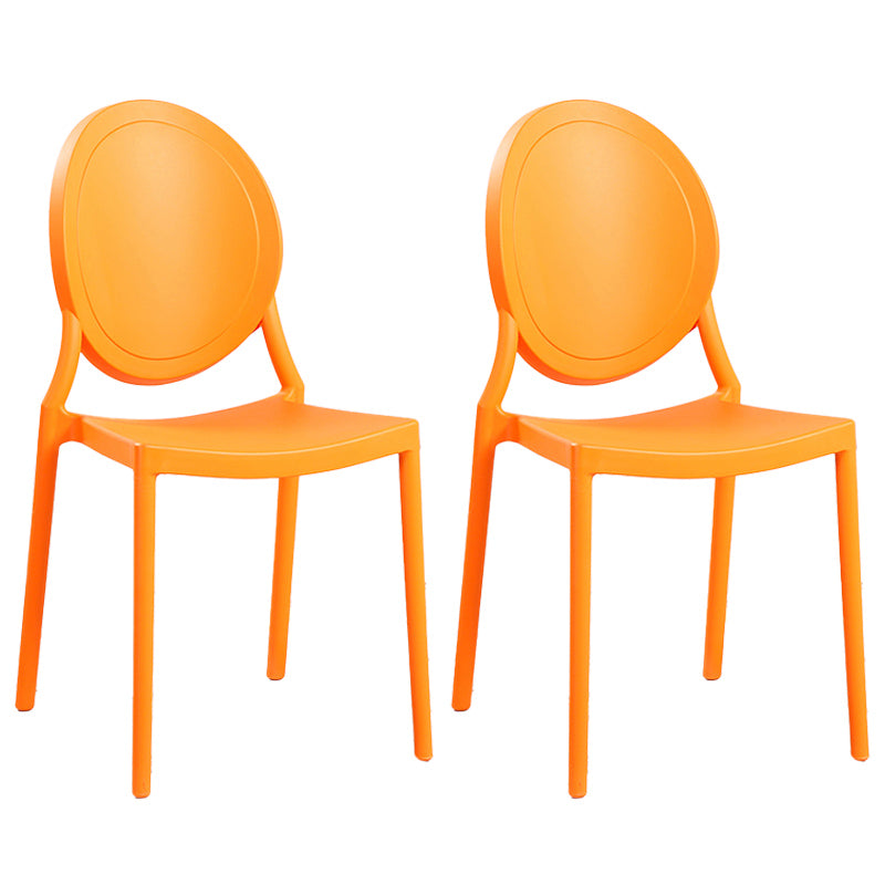 Contemporary Armless Plastic Dining Chairs Open Back Dining Side Chair for Home Use