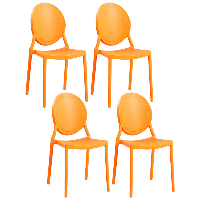 Contemporary Armless Plastic Dining Chairs Open Back Dining Side Chair for Home Use