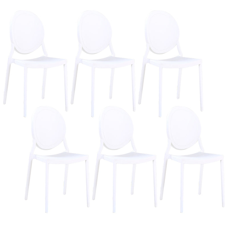 Contemporary Armless Plastic Dining Chairs Open Back Dining Side Chair for Home Use