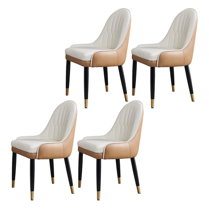 Chaise de salle à manger en cuir de style glam nordique chaise Parsons chaise avec des jambes en bois