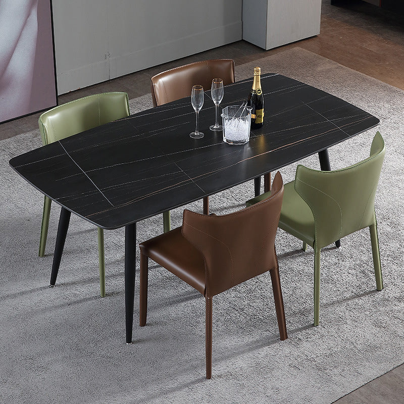 Faux Leather Contemporary Dining Room Chair Metallic Finish Wingback Side Chair