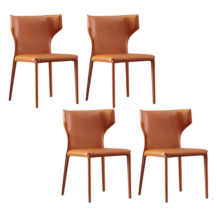 Faux Leather Contemporary Dining Room Chair Metallic Finish Wingback Side Chair
