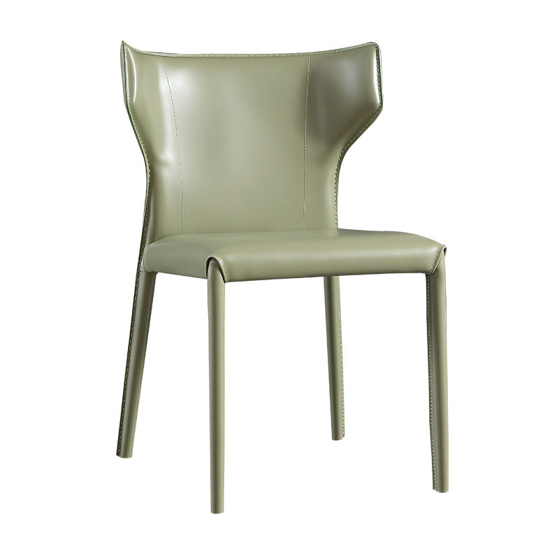 Faux Leather Contemporary Dining Room Chair Metallic Finish Wingback Side Chair
