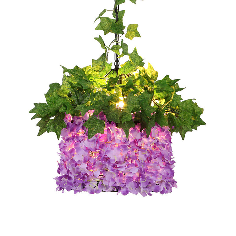 12 cabezas de lámpara de metal iluminación industrial y rosa restaurante de jaula de pájaros de aves de color rosa accesorio de iluminación suspendido con planta deco