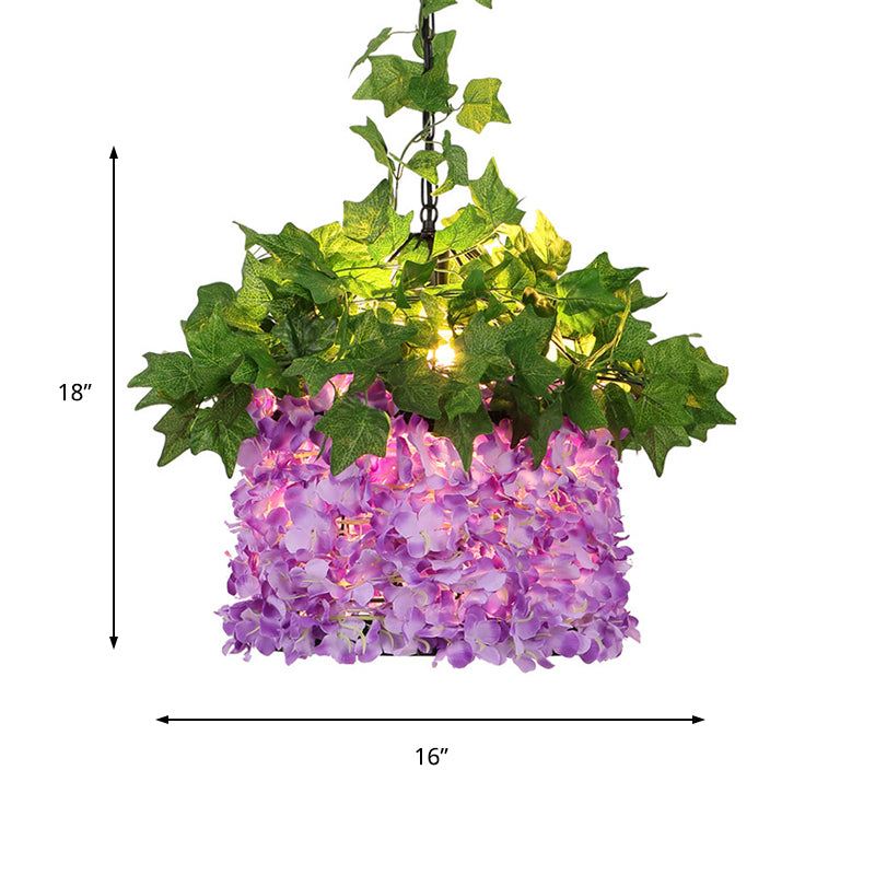 12 cabezas de lámpara de metal iluminación industrial y rosa restaurante de jaula de pájaros de aves de color rosa accesorio de iluminación suspendido con planta deco