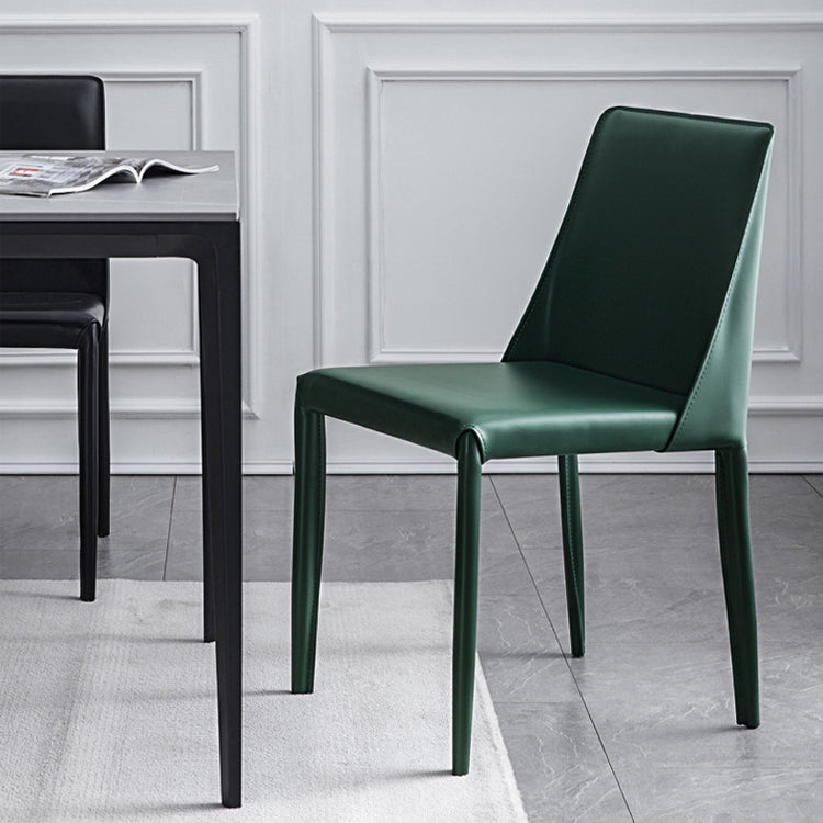 Faux Leather Contemporary Dining Chair Matte Finish Solid Back Dining Chair