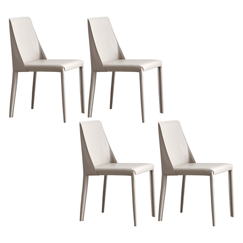 Faux Leather Contemporary Dining Chair Matte Finish Solid Back Dining Chair