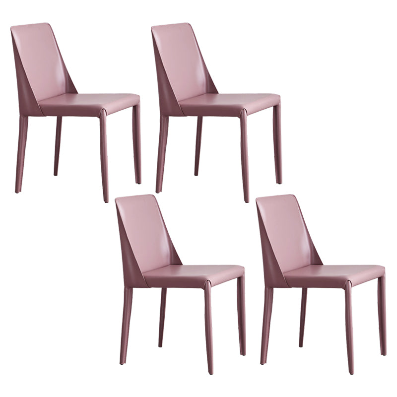 Faux Leather Contemporary Dining Chair Matte Finish Solid Back Dining Chair