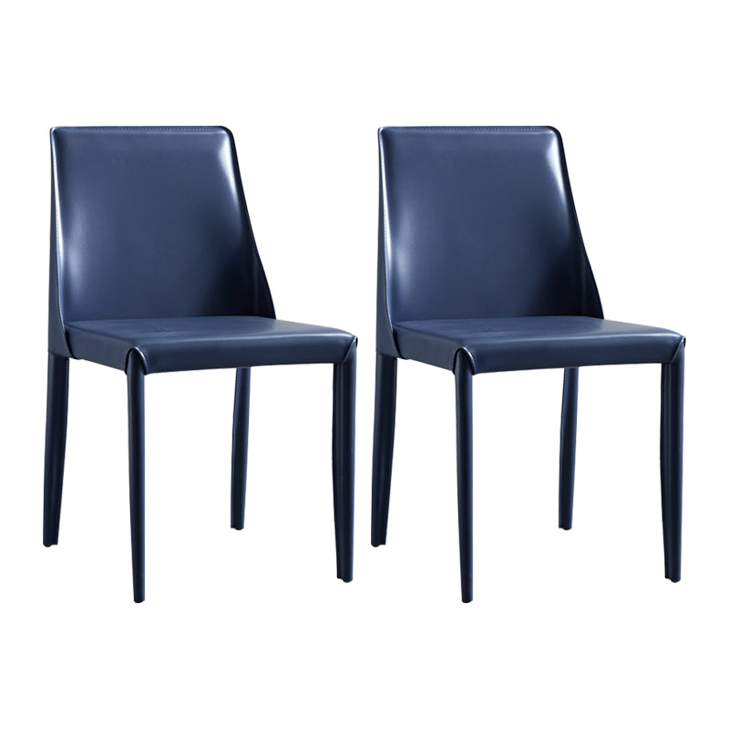Faux Leather Contemporary Dining Chair Matte Finish Solid Back Dining Chair