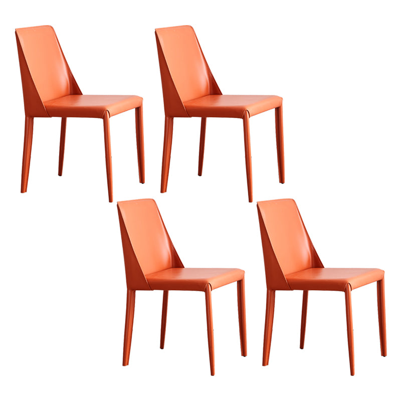 Faux Leather Contemporary Dining Chair Matte Finish Solid Back Dining Chair
