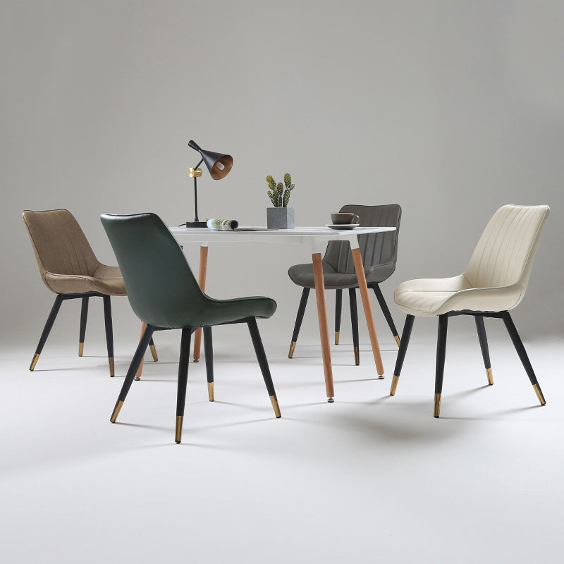 Nordic Cushioned Dining Chair 33"H Parsons Chair with Metal Base for Restaurant