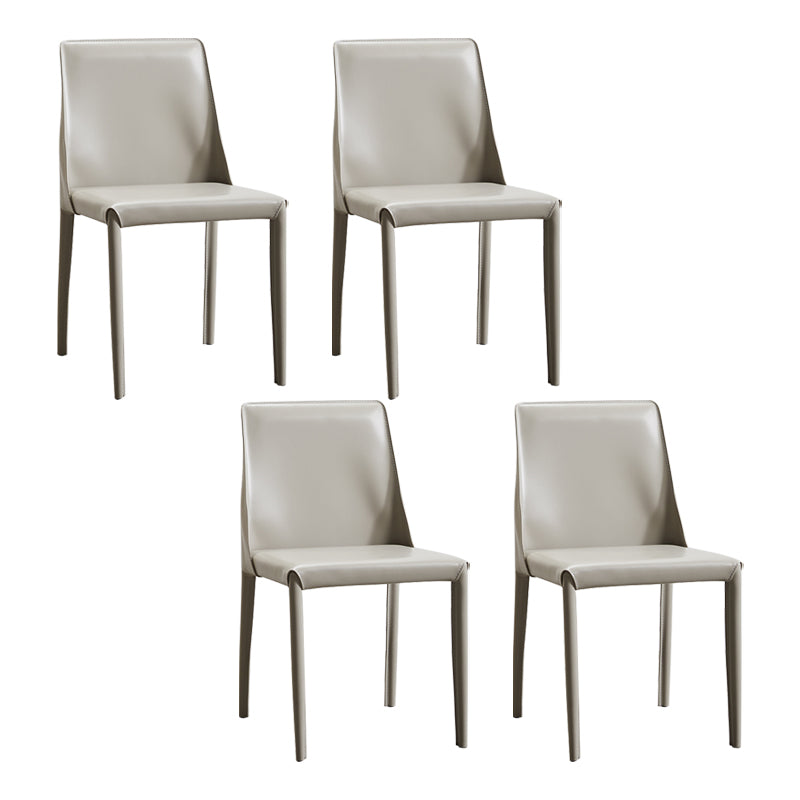 Faux Leather Contemporary Dining Room Chairs Matte Finish Solid Back Dining Arm Chairs