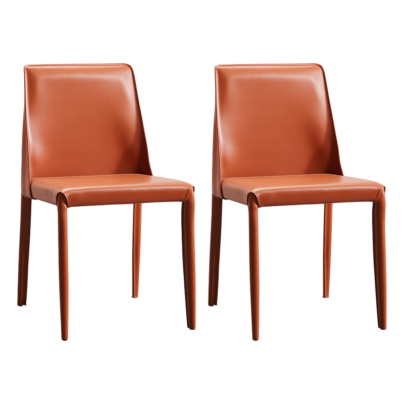 Faux Leather Contemporary Dining Room Chairs Matte Finish Solid Back Dining Arm Chairs