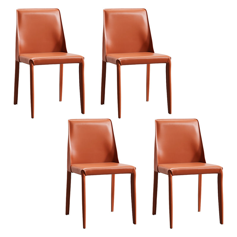 Faux Leather Contemporary Dining Room Chairs Matte Finish Solid Back Dining Arm Chairs